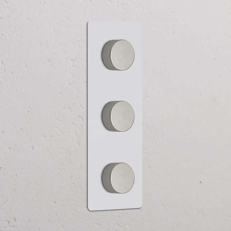 Kew Triple 3x Vertical Dimmer Switch - Paintable Polished Nickel