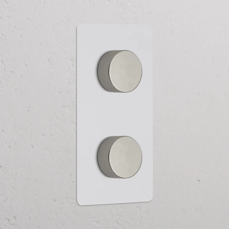 Kew Double 2x Vertical Multiway Dimmer Switch - Paintable Polished Nickel