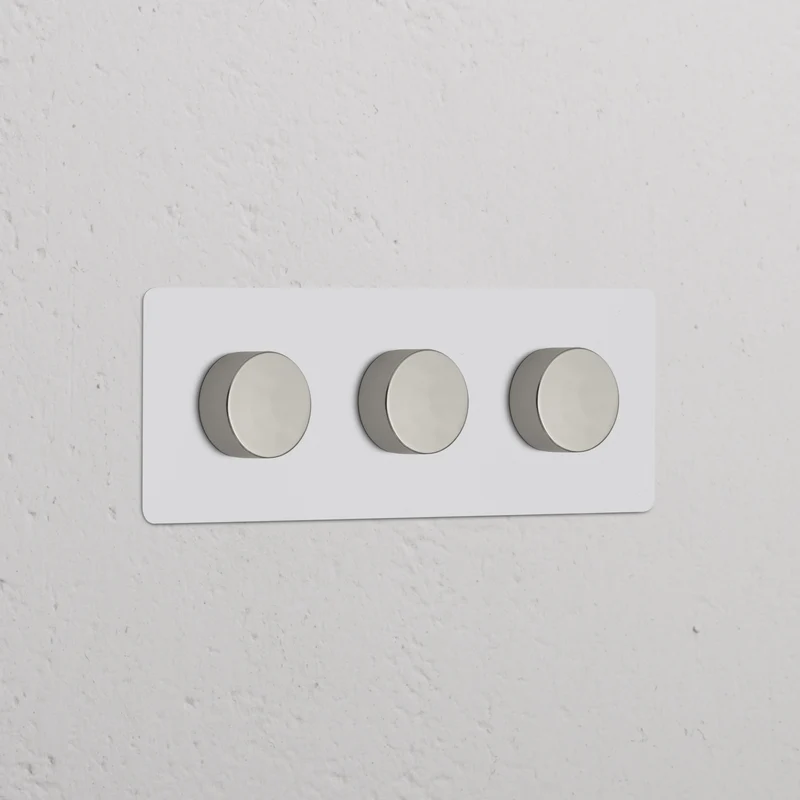 Kew Triple 3x Dimmer Switch - Paintable Polished Nickel