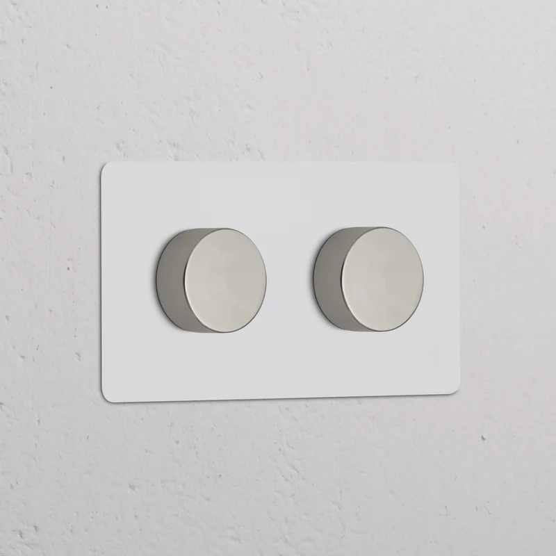 Kew Double 2x Dimmer Switch - Paintable Polished Nickel
