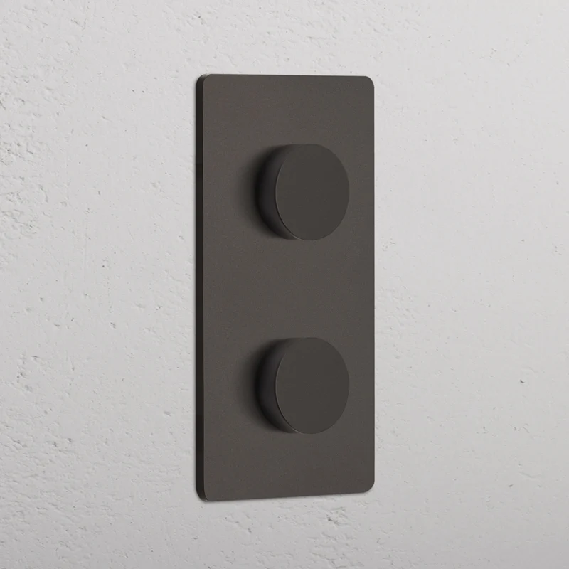 Grove Double 2x Vertical Dimmer Switch - Bronze