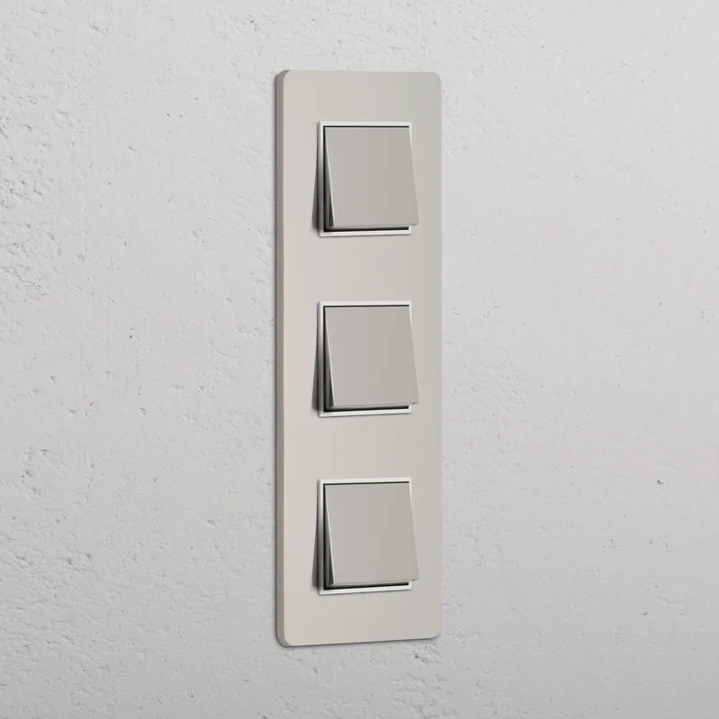 Grove Triple 3x Vertical Rocker Switch - Polished Nickel | White