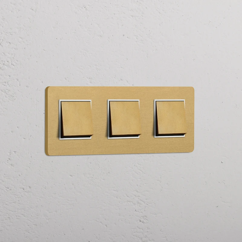 Grove Triple 3x Rocker Switch - Antique Brass | White