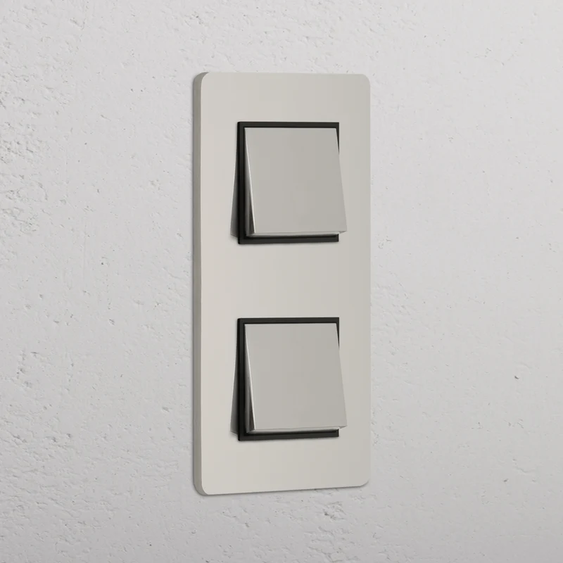Grove Double 2x Vertical Rocker Switch - Polished Nickel | Black