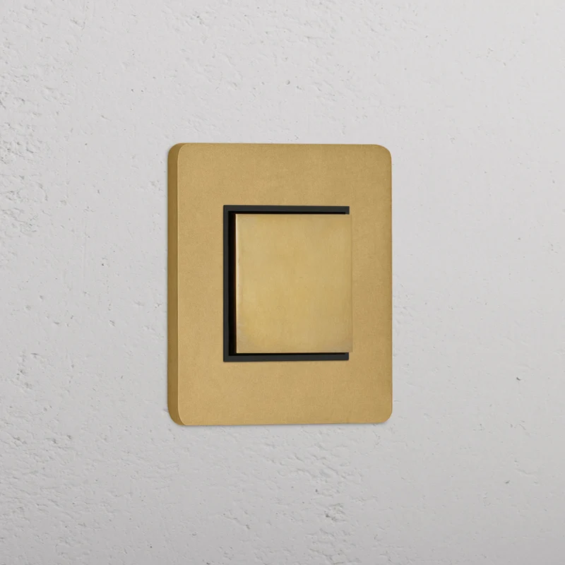Grove Single Centre Retractive Rocker Switch - Antique Brass | Black