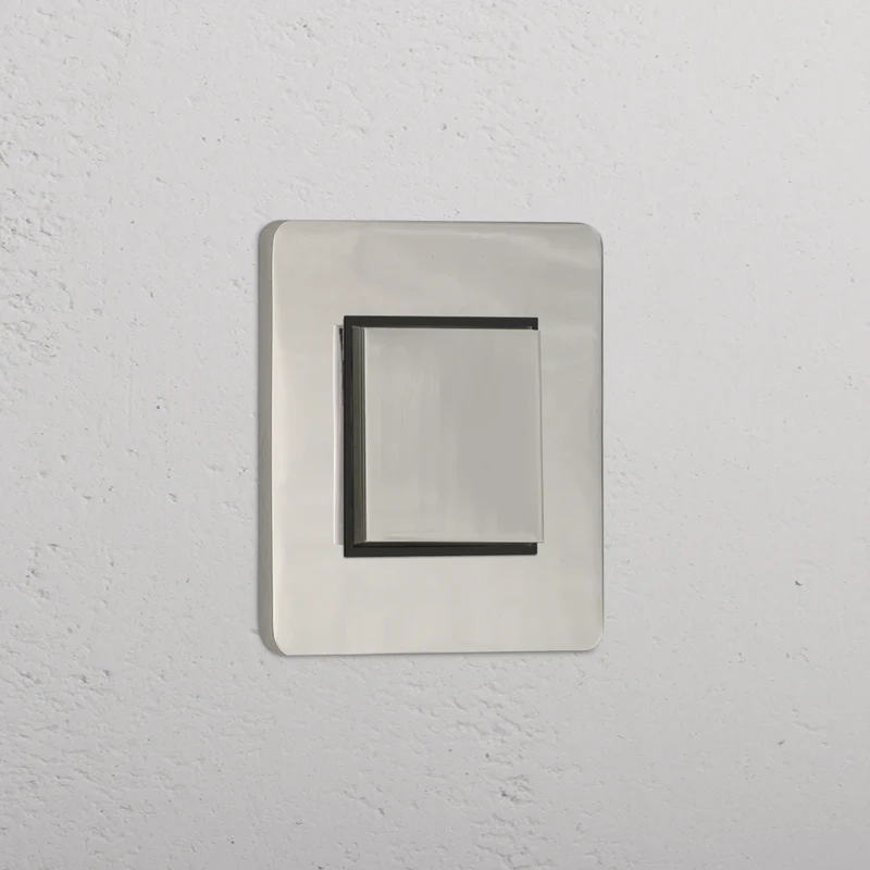Grove Single Centre Retractive Rocker Switch - Polished Nickel | Black