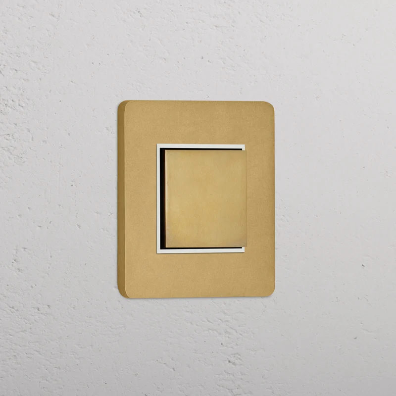 Grove Single Centre Retractive Rocker Switch - Antique Brass | White
