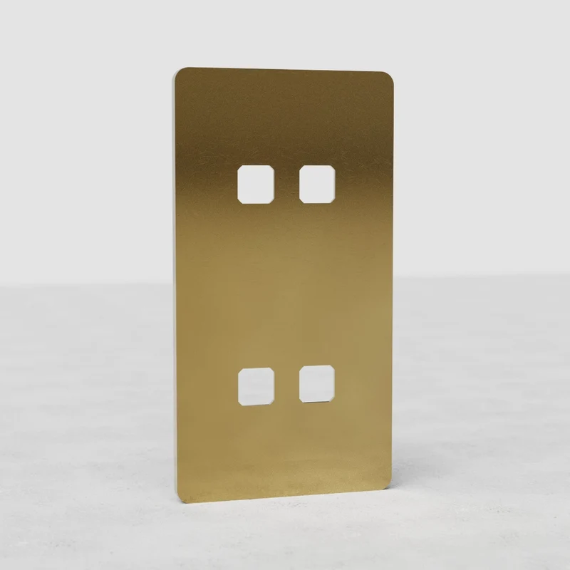 Grove Double 4x Vertical Switch Plate - Antique Brass
