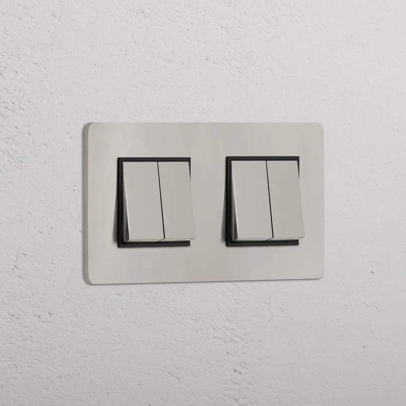 Grove Double 4x Rocker Switch - Polished Nickel | Black