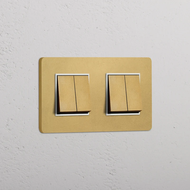 Grove Double 4x Rocker Switch - Antique Brass | White