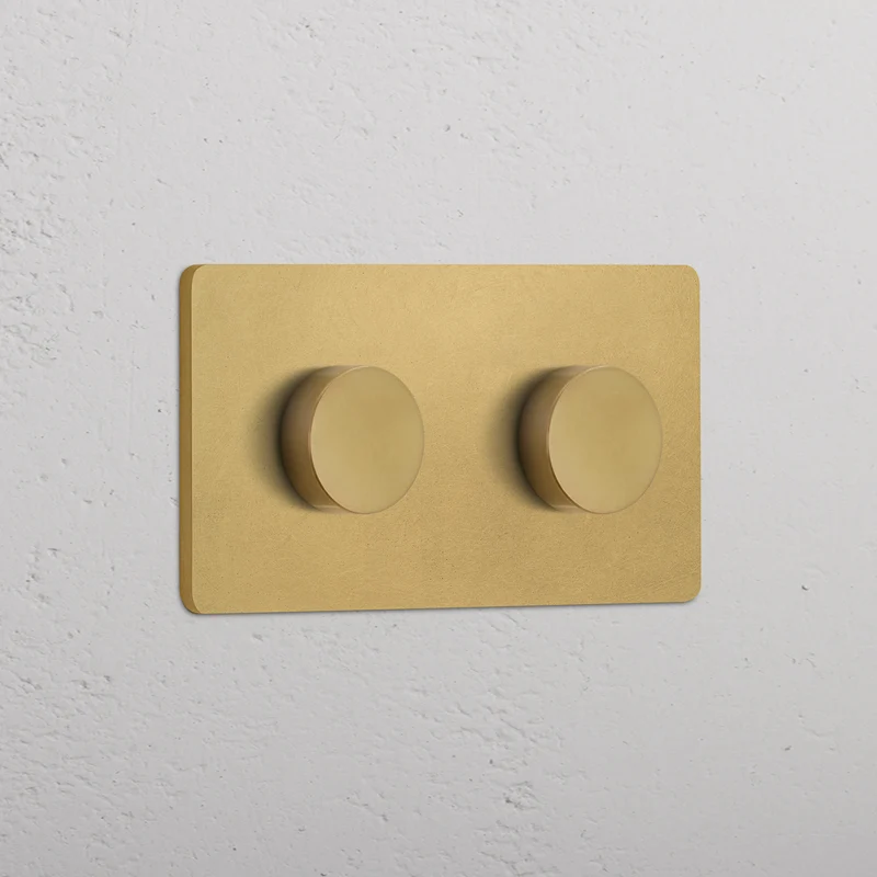 Grove Double 2x Dimmer Switch - Antique Brass