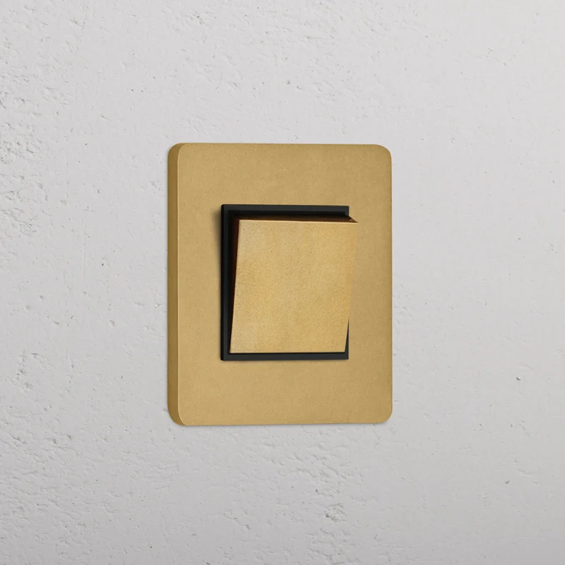 Grove Single Retractive Rocker Switch - Antique Brass | Black