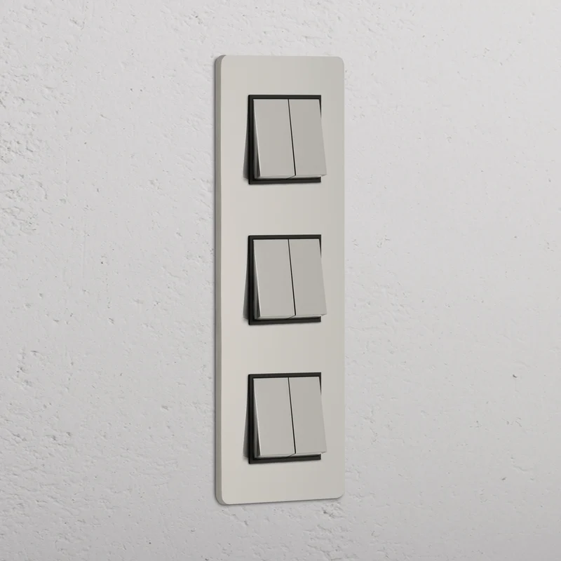 Grove Triple 6x Vertical Rocker Switch - Polished Nickel | Black