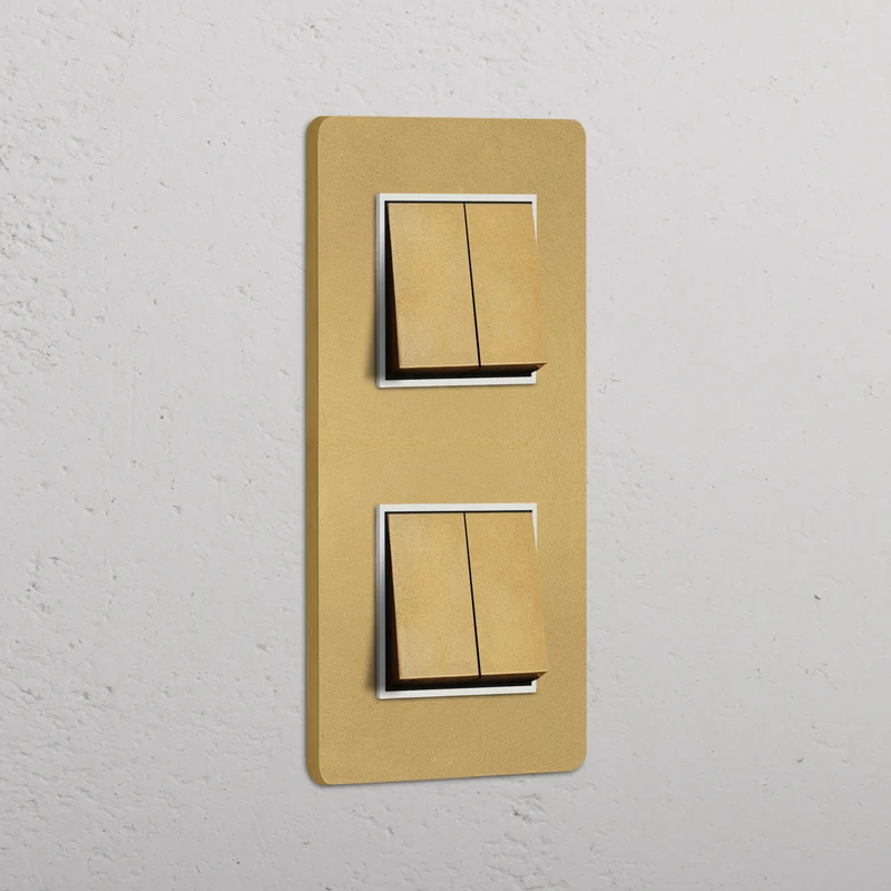 Grove Double 4x Vertical Rocker Switch - Antique Brass | White