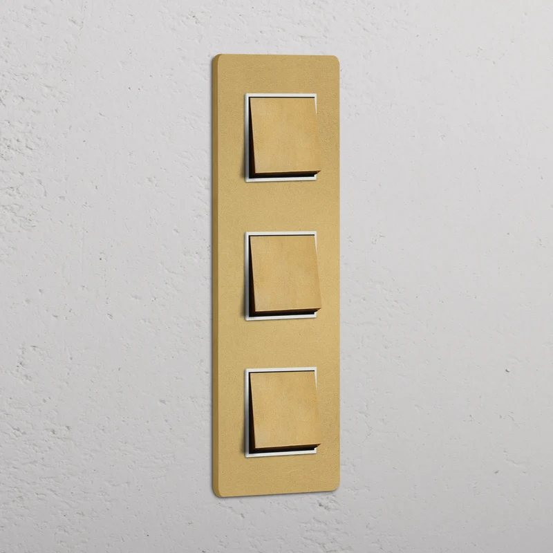 Grove Triple 3x Vertical Rocker Switch - Antique Brass | White