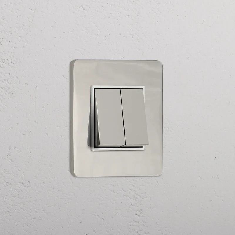 Grove Single 2x Rocker Switch - Polished Nickel | White