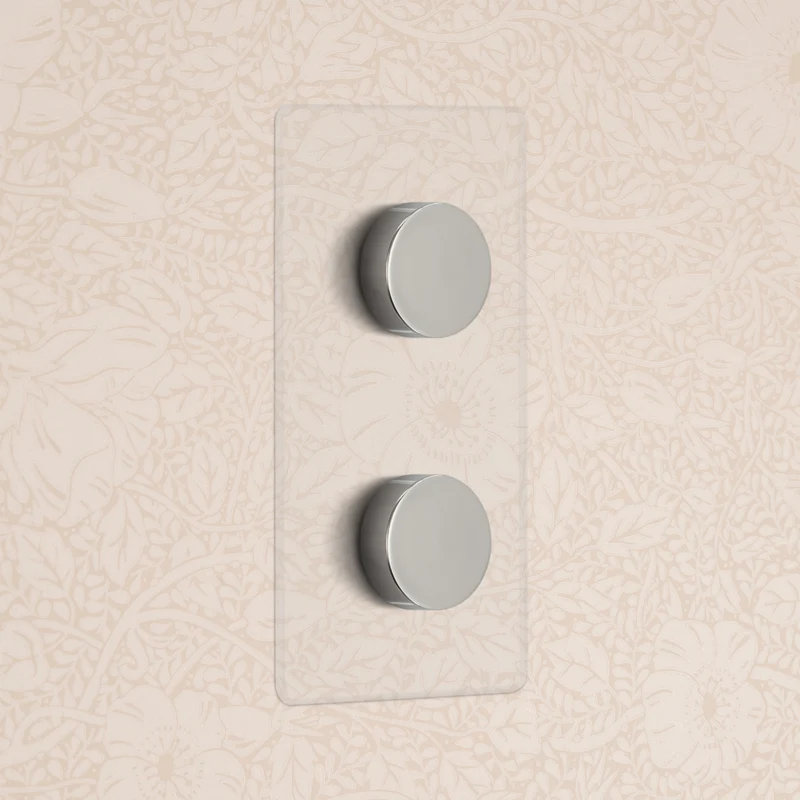Kew Double 2x Vertical Multiway Dimmer Switch - Clear Polished Nickel