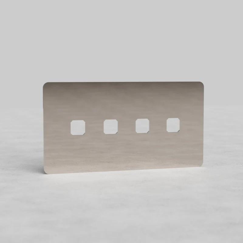Kew Double 4x Switch Plate - Polished Nickel