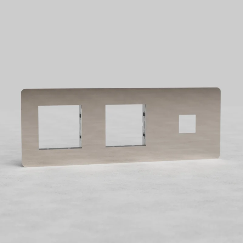 Kew Triple 1x Keystone & 2x 45mm Module Plate - Polished Nickel