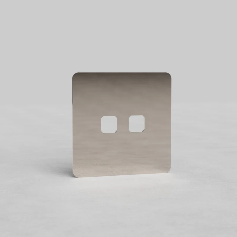Kew Single 2x Switch Plate - Polished Nickel