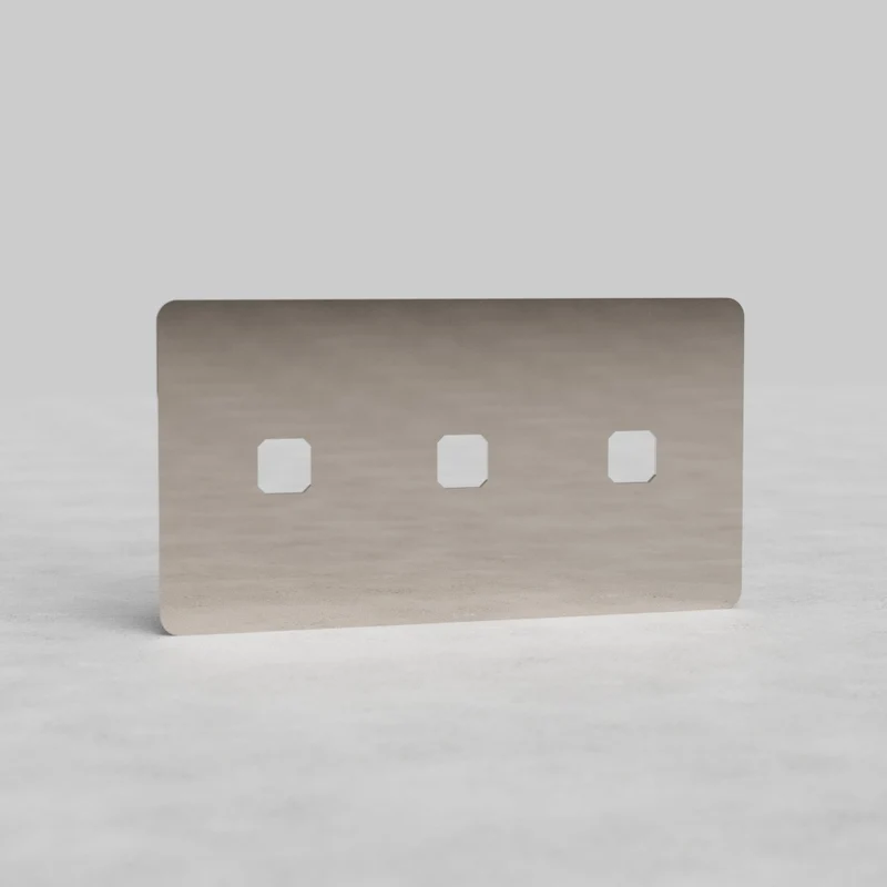 Kew Double 3x Switch Plate - Polished Nickel