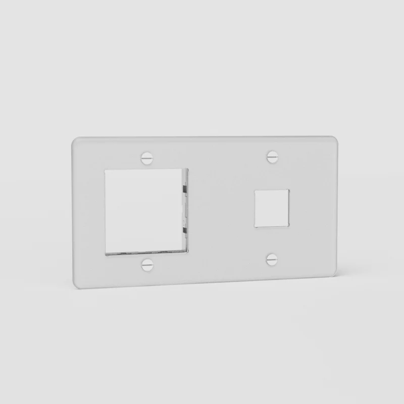 Kew Double 1x Keystone & 1x 45mm Module Plate - Clear | White