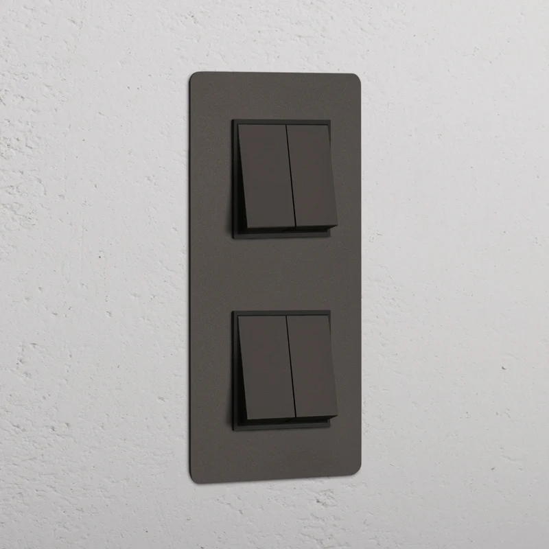 Kew Double 4x Vertical Rocker Switch - Bronze | Black