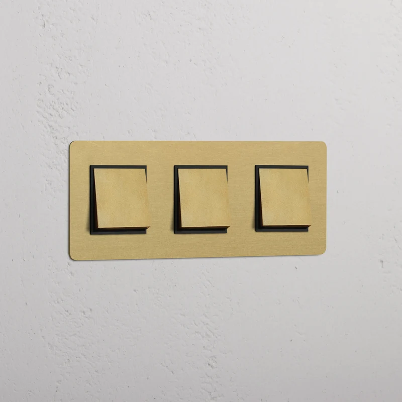 Kew Triple 3x Rocker Switch - Antique Brass | Black