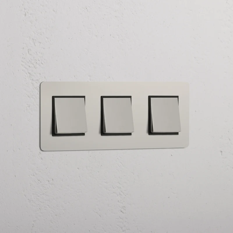 Kew Triple 3x Rocker Switch - Polished Nickel | Black