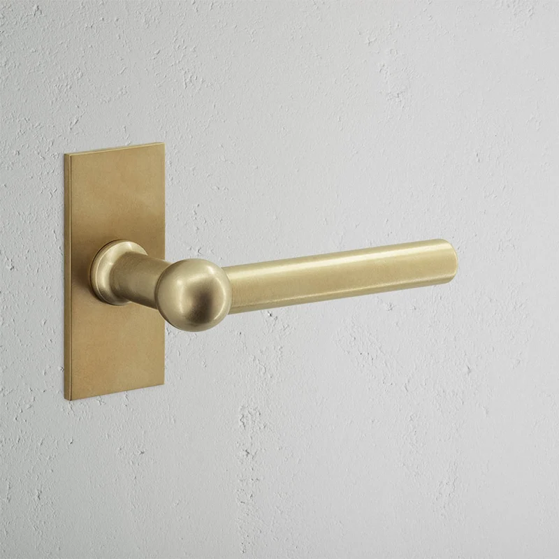 Harper Short Plate Fixed Door Handle - Antique Brass