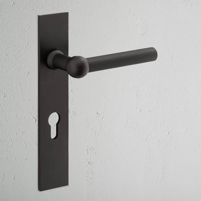 Harper Long Plate Unsprung Door Handle & Euro Lock – Bronze