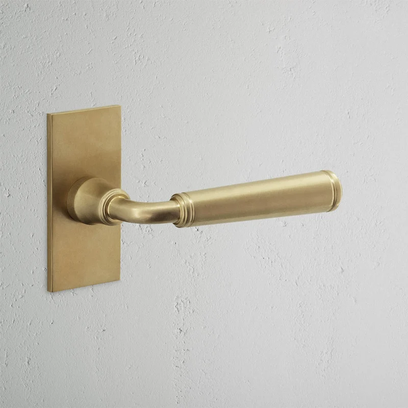 Digby Short Plate Sprung Door Handle - Antique Brass