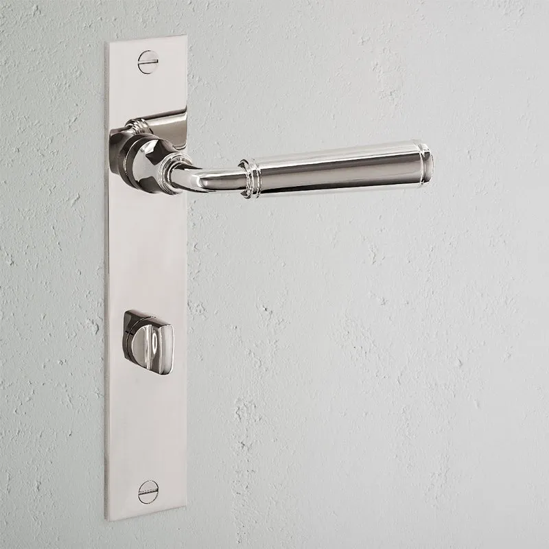 Digby Long Plate Sprung Door Handle & Thumbturn - Polished Nickel