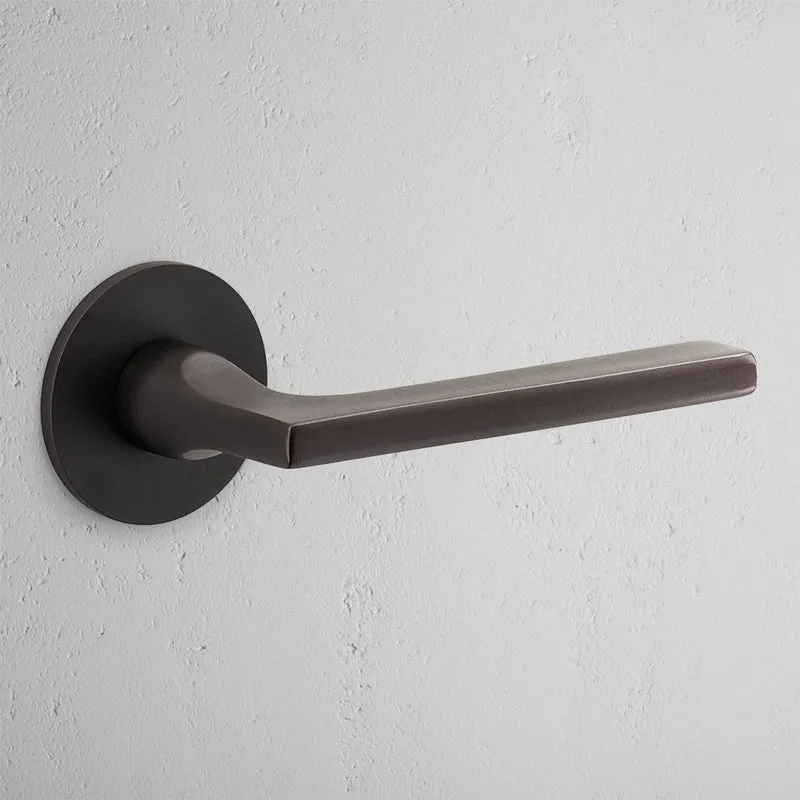 Clayton Unsprung Door Handle With Flush Rose - Bronze