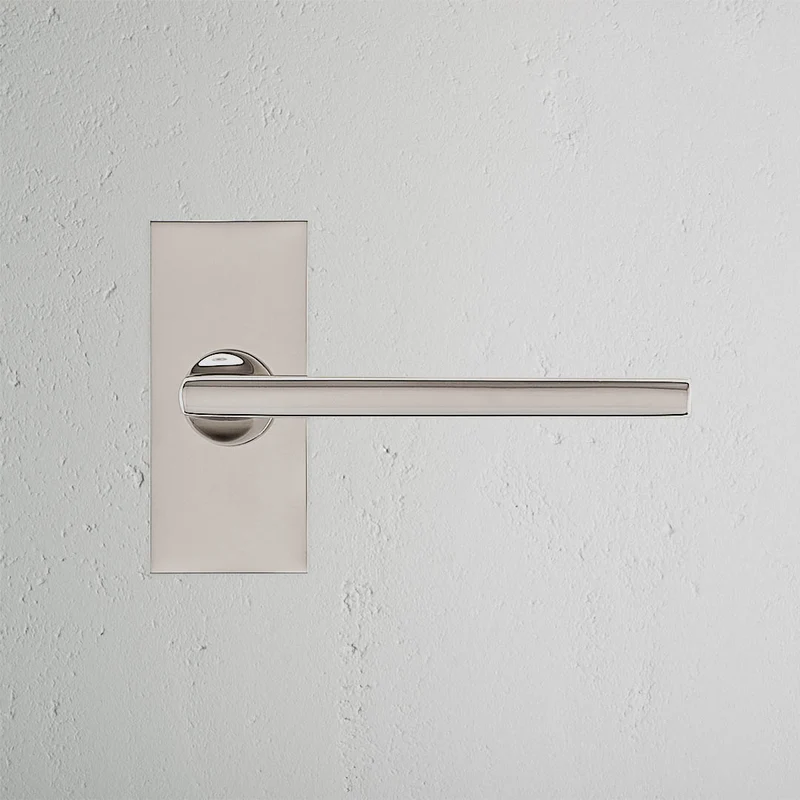 Clayton Short Plate Unsprung Door Handle - Polished Nickel