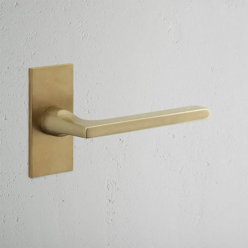 Clayton Short Plate Unsprung Door Handle - Antique Brass