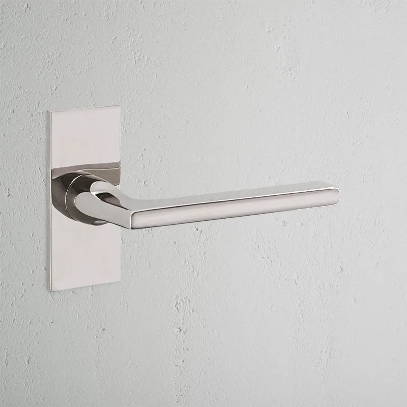 Clayton Short Plate Sprung Door Handle - Polished Nickel
