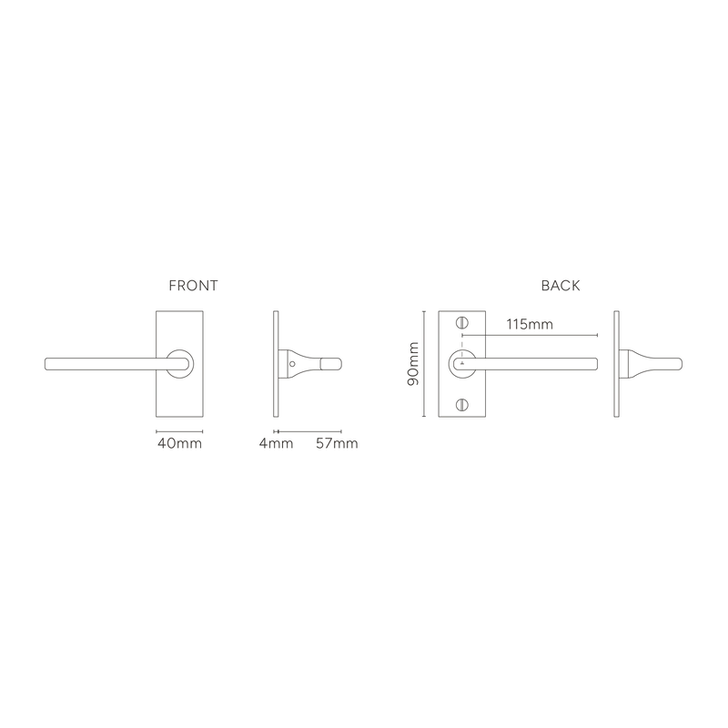 Clayton Short Plate Fixed Door Handle - Antique Brass