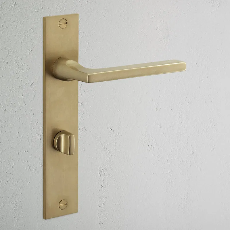 Clayton Long Plate Sprung Door Handle & Thumbturn - Antique Brass