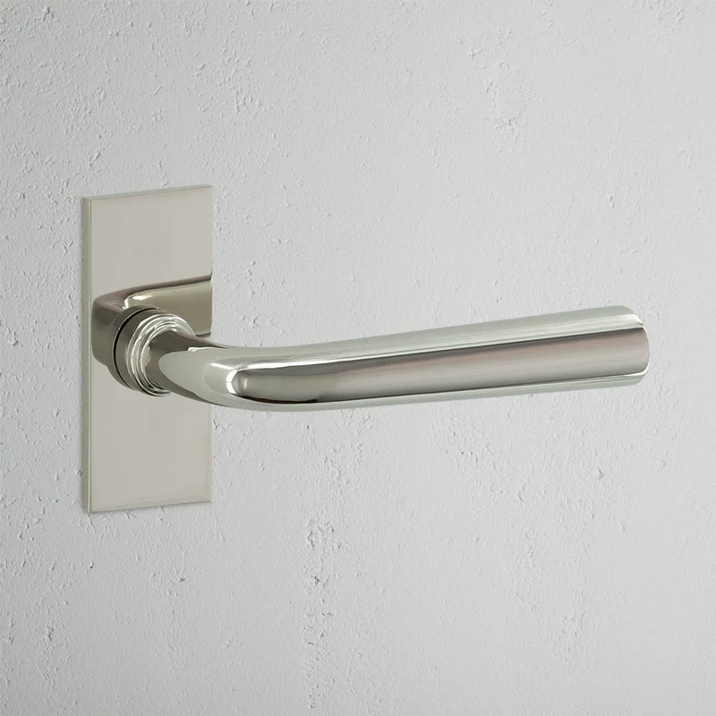 Apsley Short Plate Unsprung Door Handle - Polished Nickel