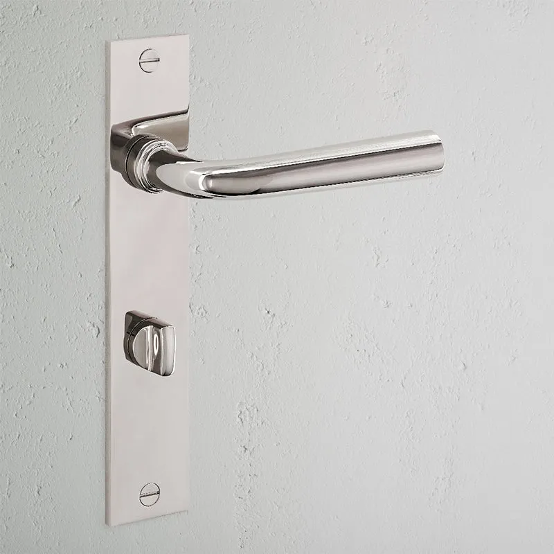 Apsley Long Plate Sprung Door Handle & Thumbturn - Polished Nickel