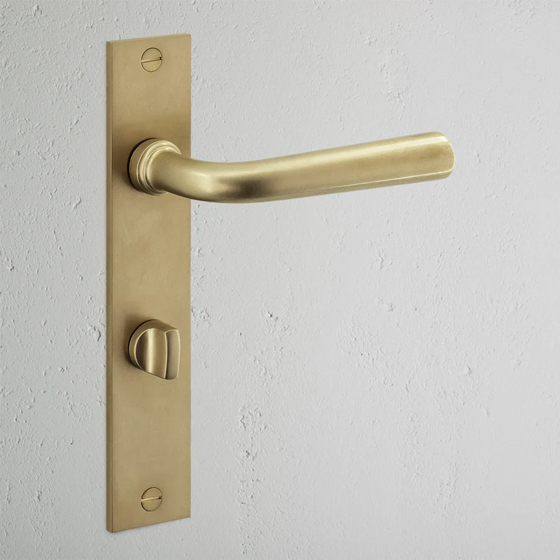 Apsley Long Plate Sprung Door Handle & Thumbturn - Antique Brass
