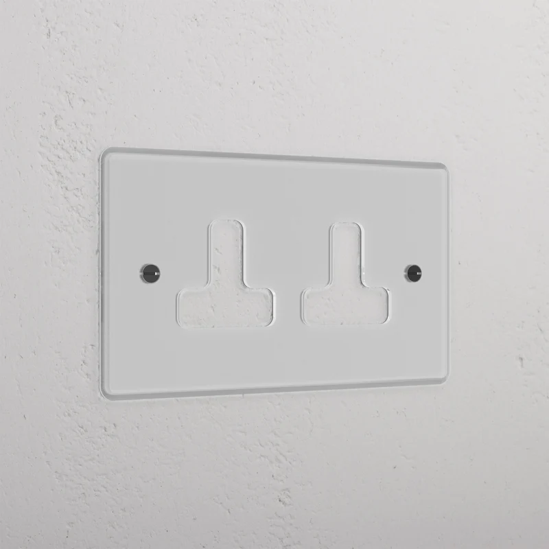 Double Unswitched Socket Plate - Clear