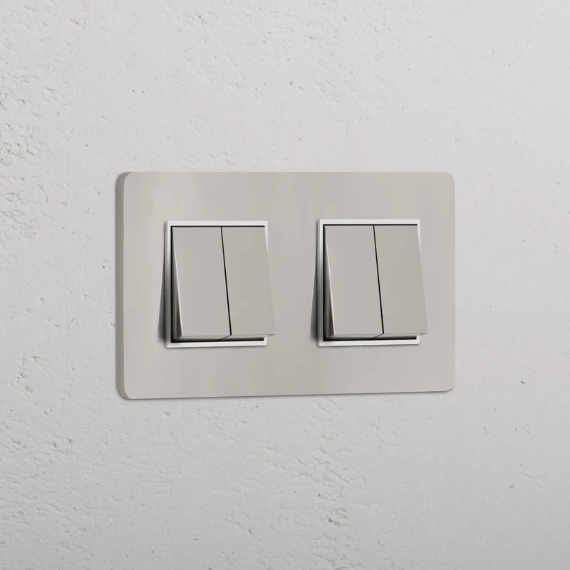 Grove Double 4x Rocker Switch - Polished Nickel | White