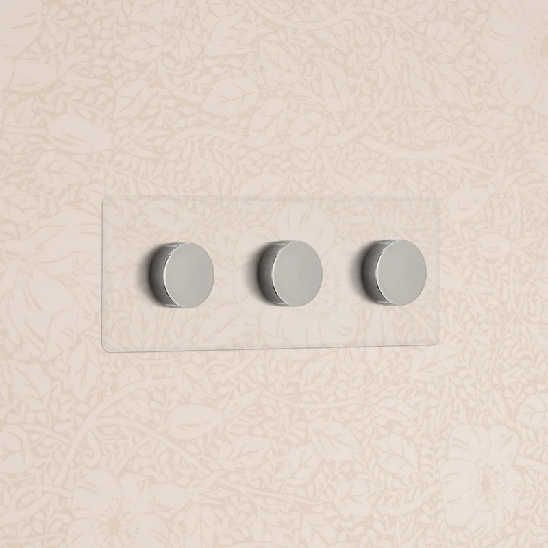 Kew Triple 3x Multiway Dimmer Switch - Clear Polished Nickel