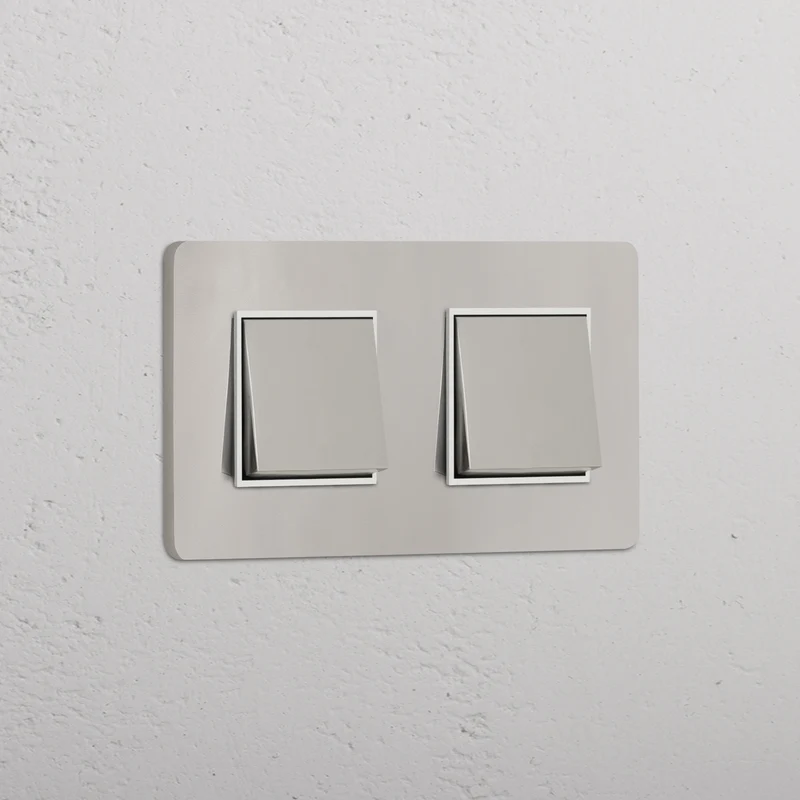 Grove Double 2x Rocker Switch - Polished Nickel | White