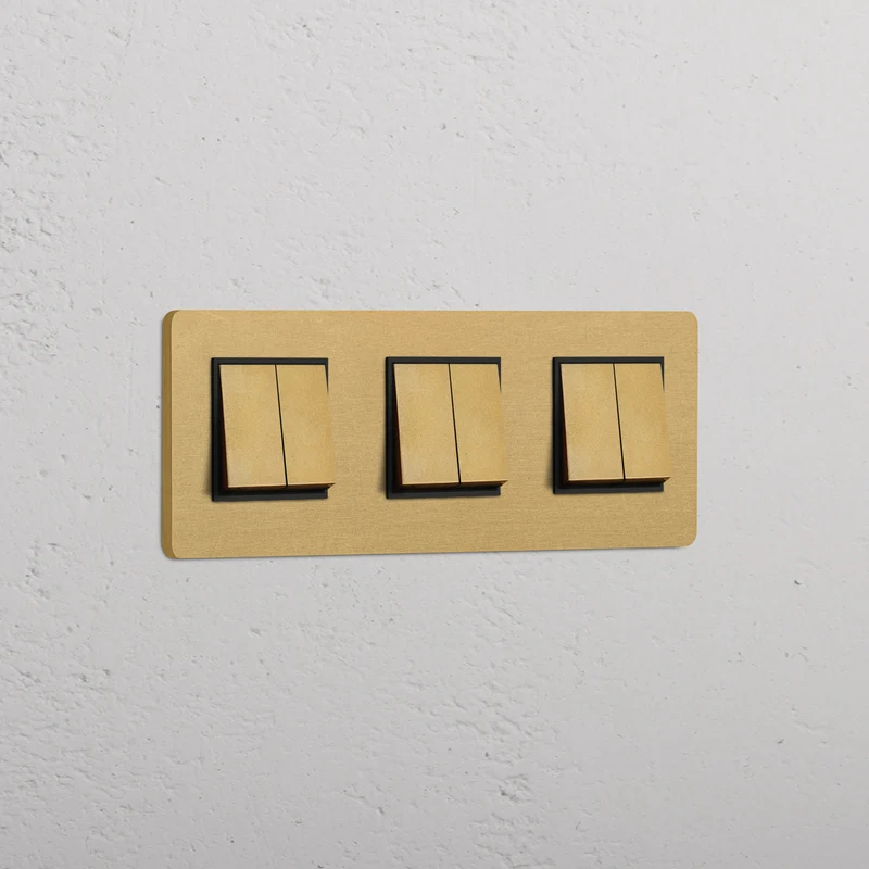 Grove Triple 6x Rocker Switch - Antique Brass | Black