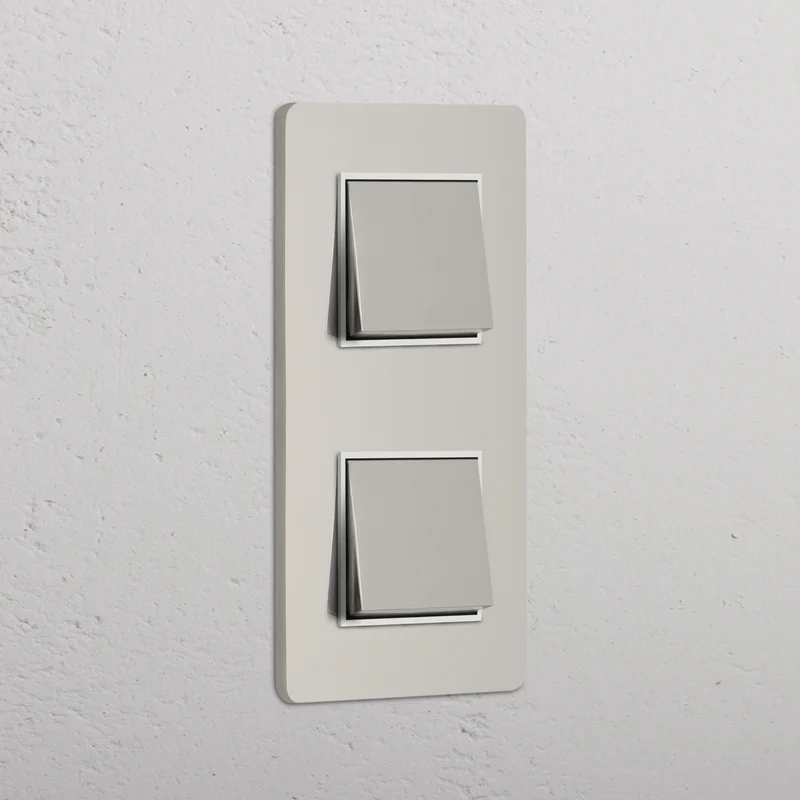 Grove Double 2x Vertical Rocker Switch - Polished Nickel | White