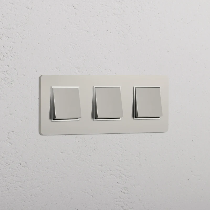Grove Triple 3x Rocker Switch - Polished Nickel | White