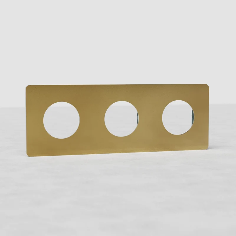 Grove Triple 3x Socket Plate - Antique Brass